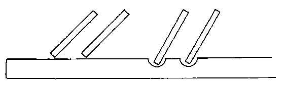 Figure 1. Left, the original position of the louvres. Right, new position with notches filed in the bar.